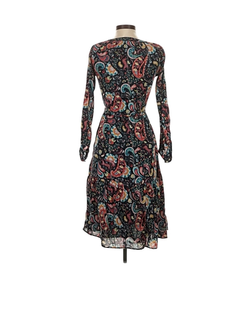 LOFT Blue Shimmer Paisley Midi Dress with Multicolor Print - Picture 4 of 8